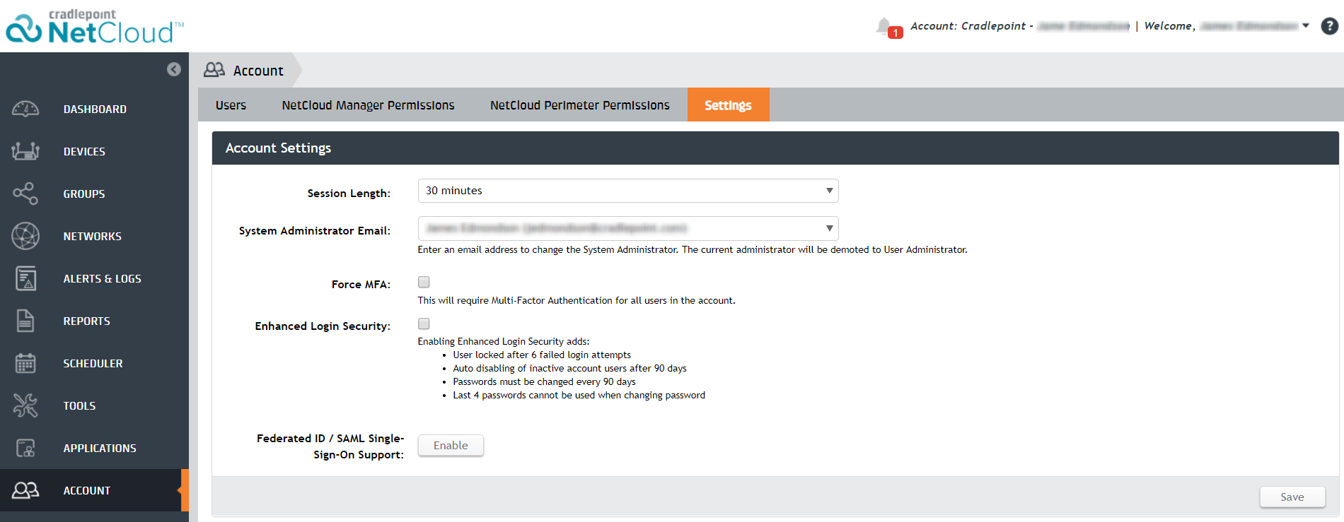 NetCloud Manager: Changing/Finding the System Administrator
